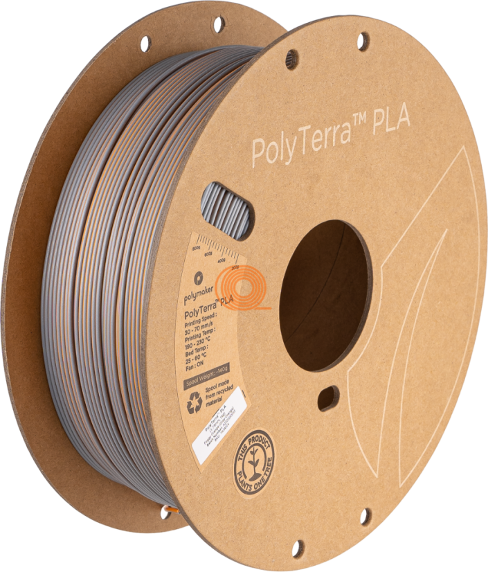 Filament Polymaker PolyTerra PLA Dvojitá Hmlistá Oranžová (Sivá-Oranžová) [1,75mm, 1kg]