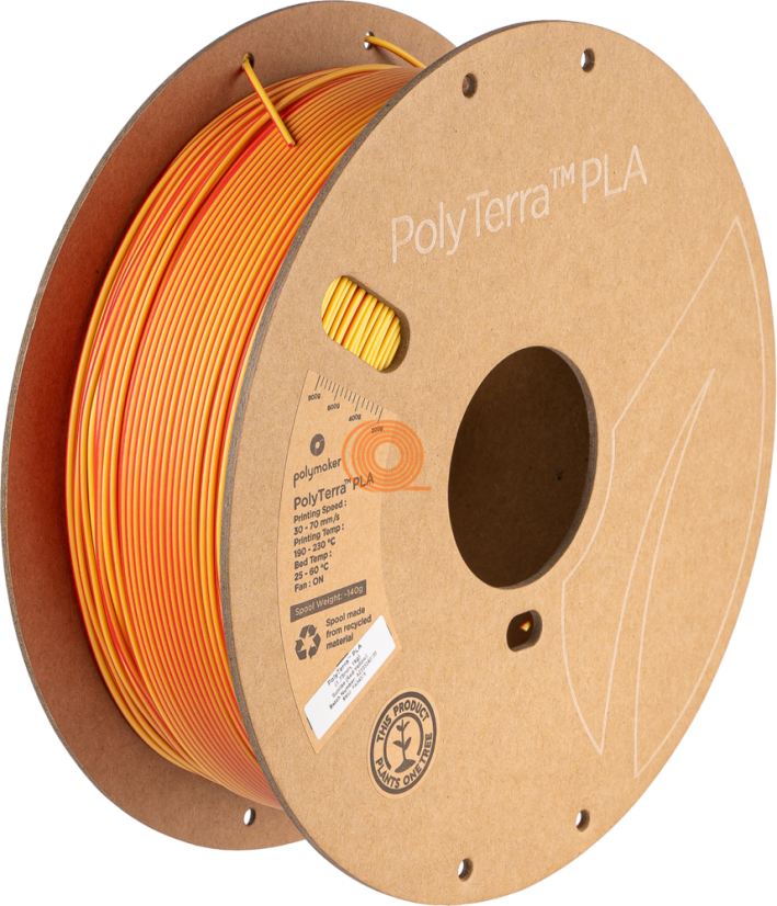 Filament Polymaker PolyTerra PLA Duální Východ Slunce (Červená-Žlutá) [1,75mm, 1kg]
