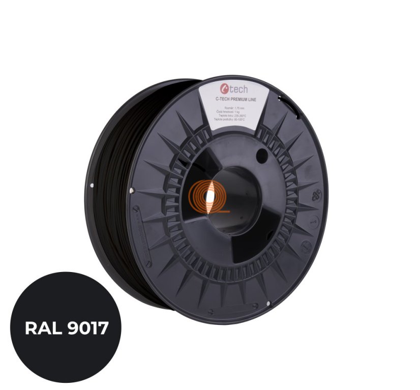 Filament C-TECH Premium Line PETG Traffic Black [1,75mm, 1kg]
