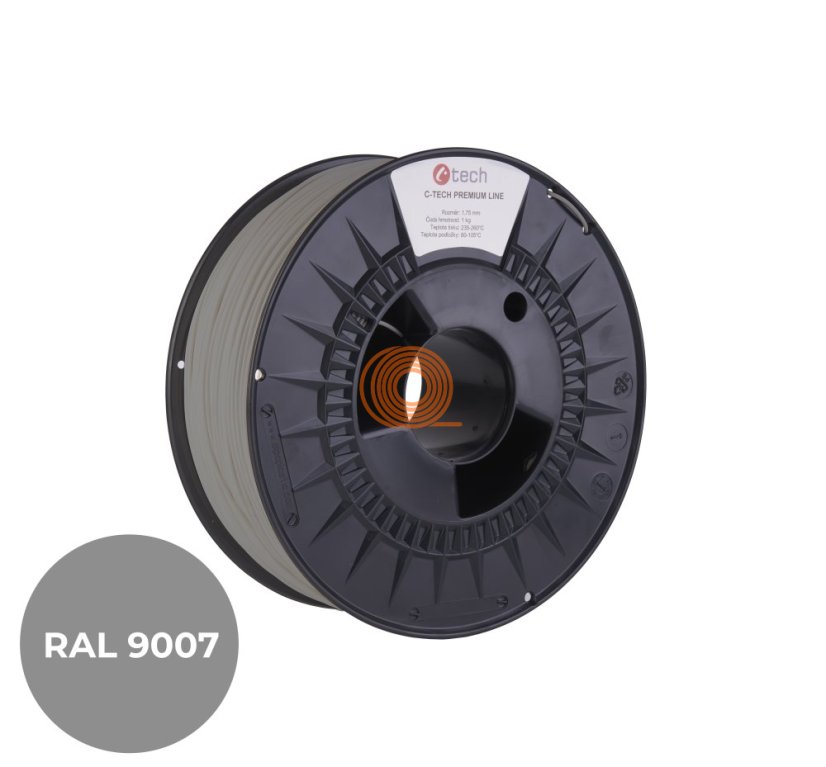 Filament C-TECH Premium Line PETG Šedý Hliník [1,75mm, 1kg]
