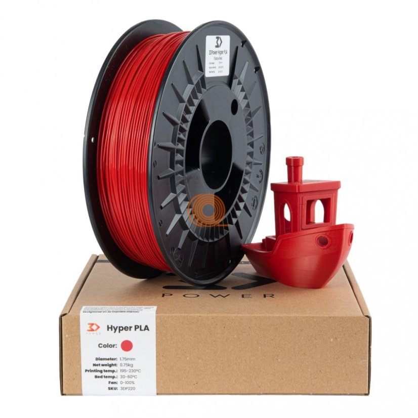 Filament 3DPower HYPER PLA Flame Red [1,75mm, 0.75kg]