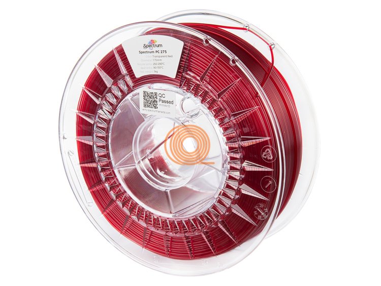 Filament Spectrum PC 275 Transparentní Červená [1,75mm, 1kg]