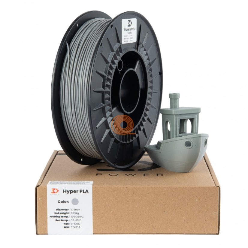 Filament 3DPower HYPER PLA Tele Šedá [1,75mm, 0.75kg]
