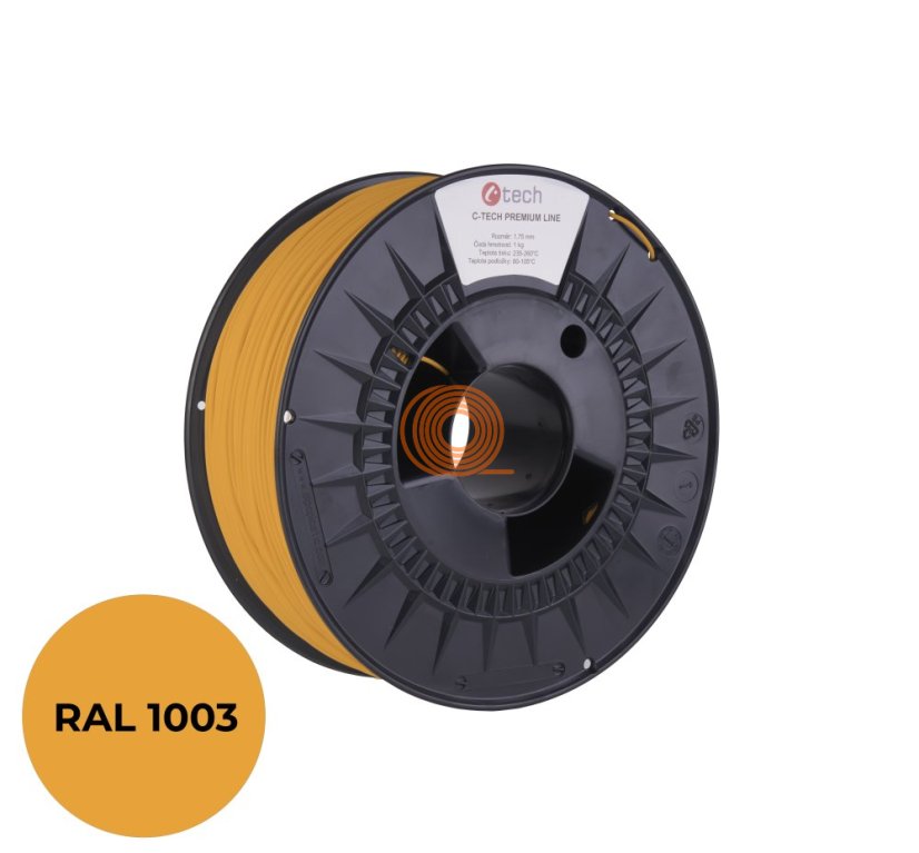 Filament C-TECH Premium Line PETG Signální Žlutá [1,75mm, 1kg]