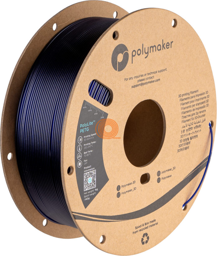 Filament Polymaker PolyLite PETG Priehľadná Modrá [1,75mm, 1kg]