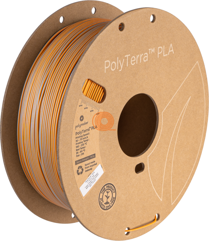 Filament Polymaker PolyTerra PLA Dvojitá Hmlistá Oranžová (Sivá-Oranžová) [1,75mm, 1kg]