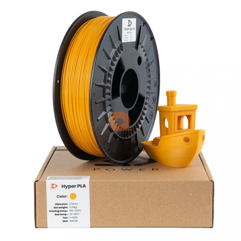 Filament 3DPower HYPER PLA Amber Yellow [1,75mm, 0.75kg]