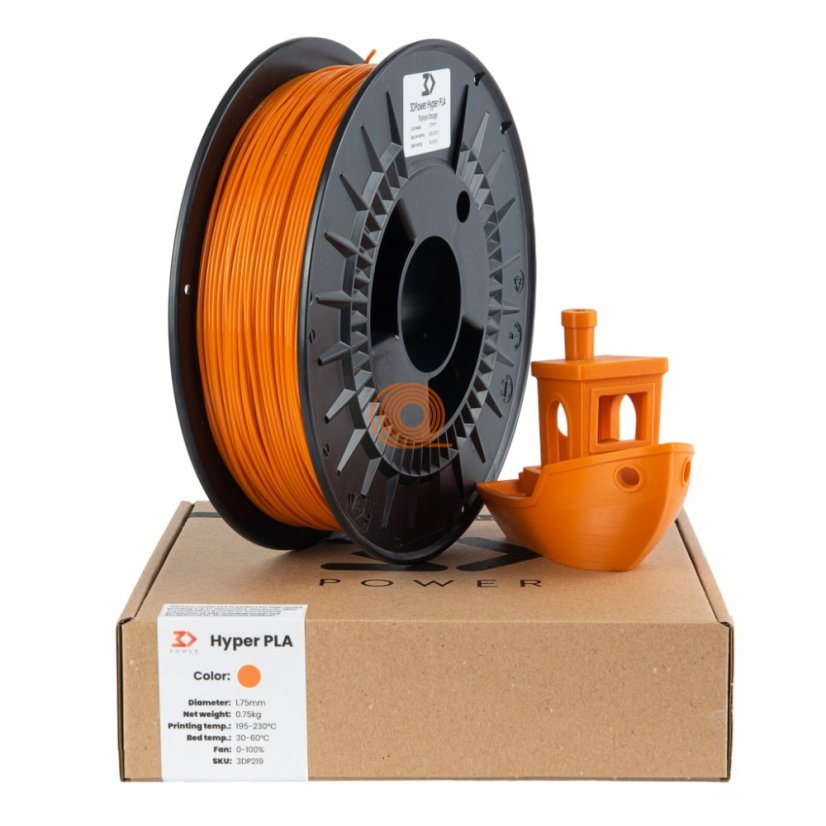 Filament 3DPower HYPER PLA Papaya Orange [1,75mm, 0.75kg]