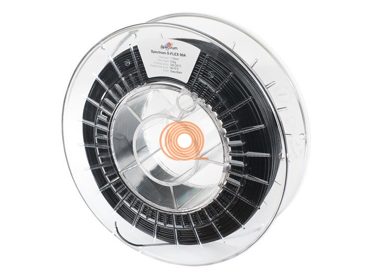 Filament Spectrum S-Flex TPU-90A Tmavě Černá [1,75mm, 0.5kg]